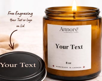 Custom Soy Candle | Personalized Text Scented Jar | Free Lid Engraving (8oz)