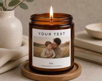 Custom Father's Day Photo Candle | Personalized Dad Gift | Dad and Kid Keepsake Candle | Gift for New Dad | Custom Photo Candle for Him