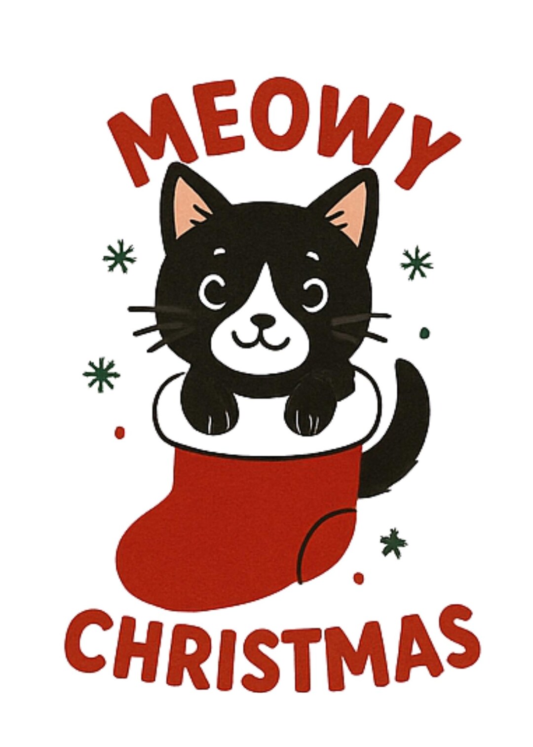 Meowy Christmas Cat Printable • Holiday Art • Christmas Pet Pun ...