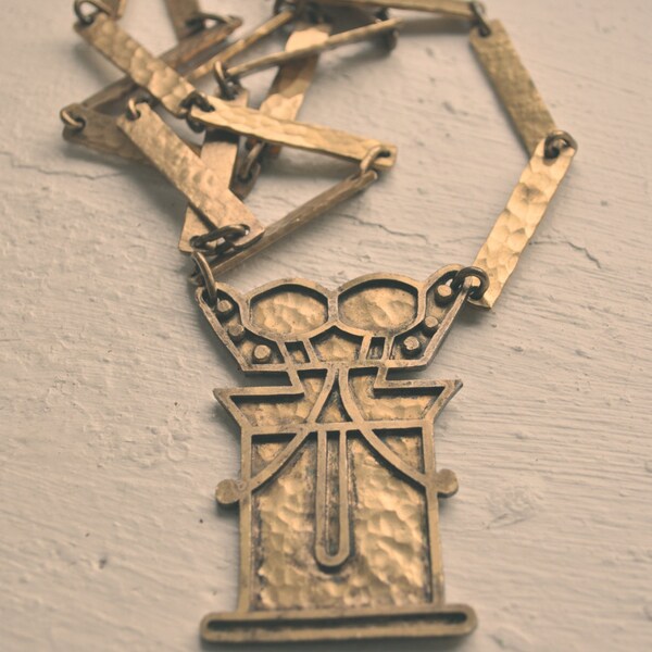 década de 1960 era de studio bronce abstracto Panel collar colección joyas Bernard Chaudron