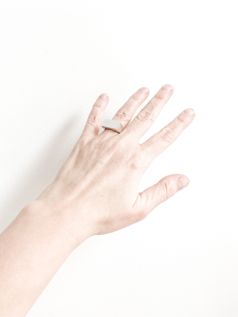 Vintage Signet Brushed Silver Ring