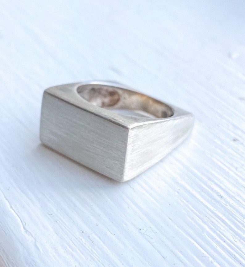 Vintage Signet Brushed Silver Ring