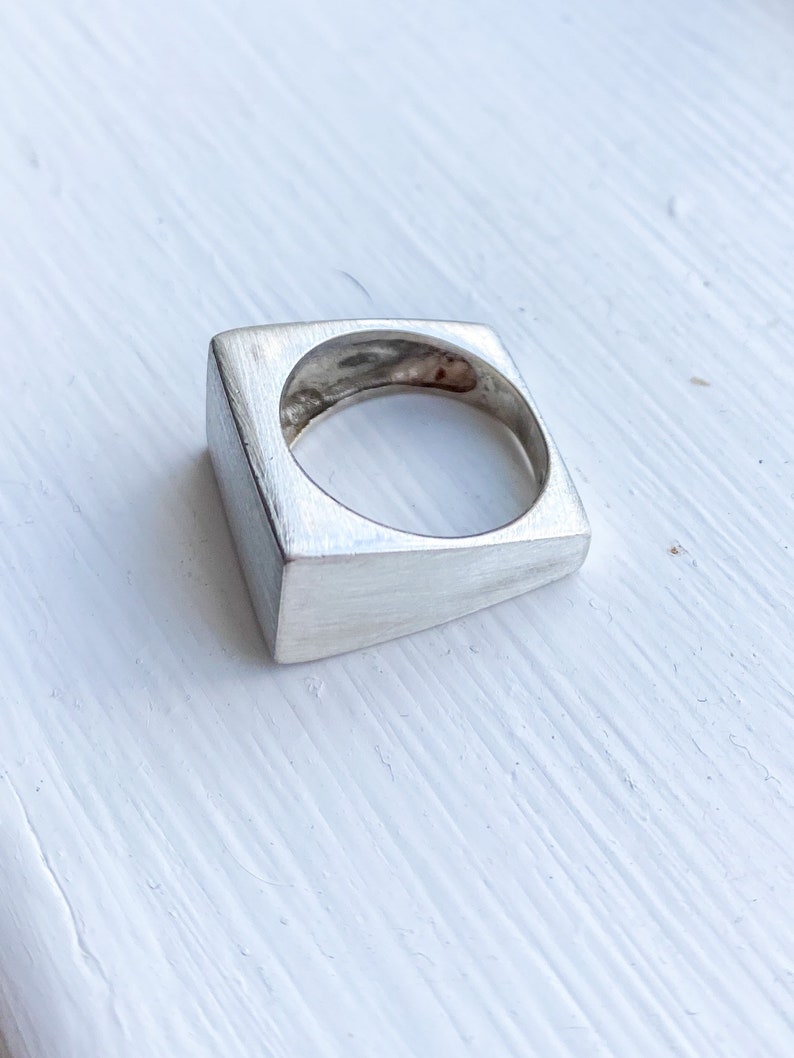Vintage Signet Brushed Silver Ring