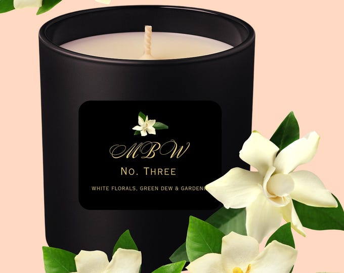 Luxury Soy Candle | While Florals, Green Dew & Gardenia | Home Fragrance | Hand Poured | Gift-Ready | Gift for Her