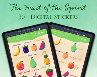 30 Digital Planner Stickers GoodNotes - The Fruit of the Spirit - GoodNotes Stickers Planner, Bible Digital Stickers, GoodNotes Stickers