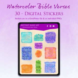 30 Digital Planner Stickers GoodNotes Watercolor Bible Verses GoodNotes Stickers Planner, Digital Sticker, Clipart, GoodNotes Stickers image 2