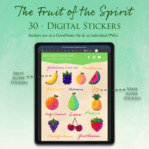 30 Digital Planner Stickers GoodNotes The Fruit of the Spirit GoodNotes Stickers Planner, Bible Digital Stickers, GoodNotes Stickers image 2