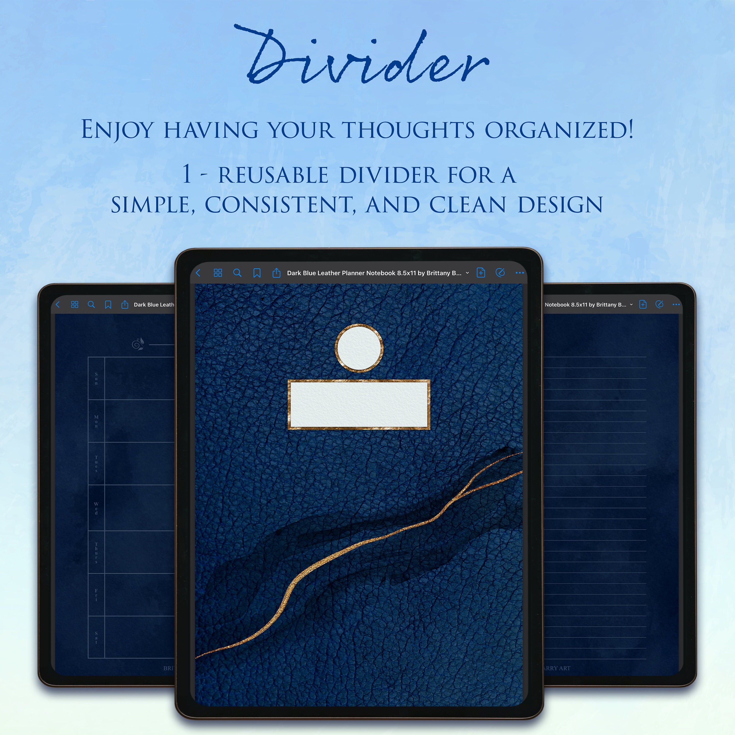 Dark Blue Goodnotes Digital Planner Blank Notebook + Bonus Metallic ...