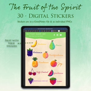 30 Digital Planner Stickers GoodNotes The Fruit of the Spirit GoodNotes Stickers Planner, Bible Digital Stickers, GoodNotes Stickers image 3