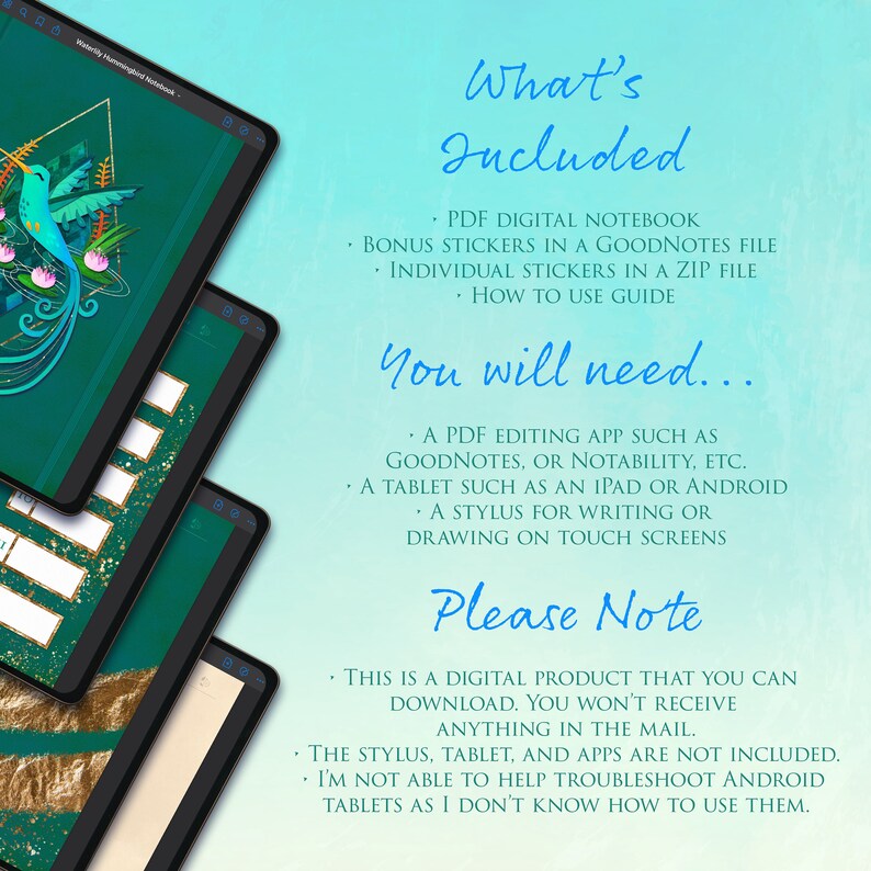 Goodnotes Digital Notebook Blank + Bonus Metallic Digital Stickers ...