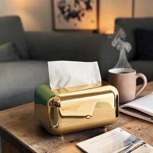 Luxury Gold Tissue Box Holder, Elegant Napkin Storage Case, Bathroom, Home Decor Accessory