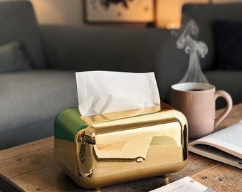 Luxe gouden tissuedooshouder, elegante servetopbergkoffer, badkamer, woonaccessoire