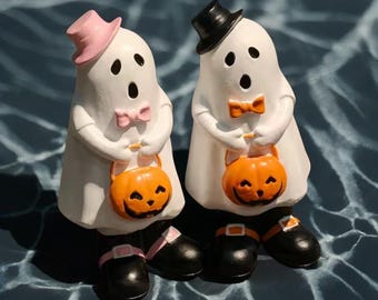 Escultura fantasma de pareja de Halloween, figura fantasma creativa, decoración navideña para el hogar, el dormitorio y la entrada.