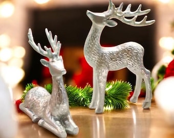 Juego de figuras de renos navideños, decoración navideña de resina, decoración invernal para el hogar, regalo de Navidad