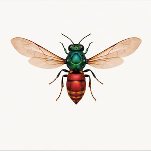 Konsttryck med rubinstjärtad geting | Illustration av naturhistorisk insekt | Väggkonst i A2- eller A4-format på matt arkivpapper