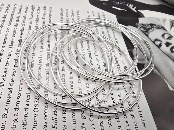 Vintage style stackable Russian thin bangles brac… - image 2
