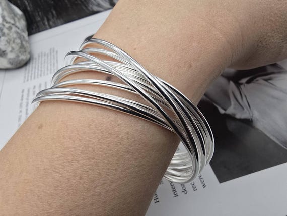 Vintage style stackable Russian thin bangles brac… - image 1