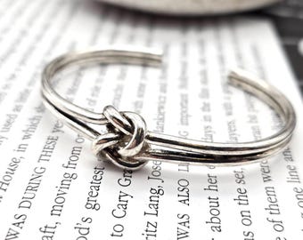 Vintage knot silver cuff bangle bracelet dainty jewellery