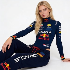 Conjunto de body y pantalón negro para mujer Max Verstappen 2026 F1: Conjunto de ropa interior térmica de competición para mujer