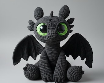 Patrón de crochet de dragón desdentado: Tutorial de amigurumi en PDF (Descarga digital)