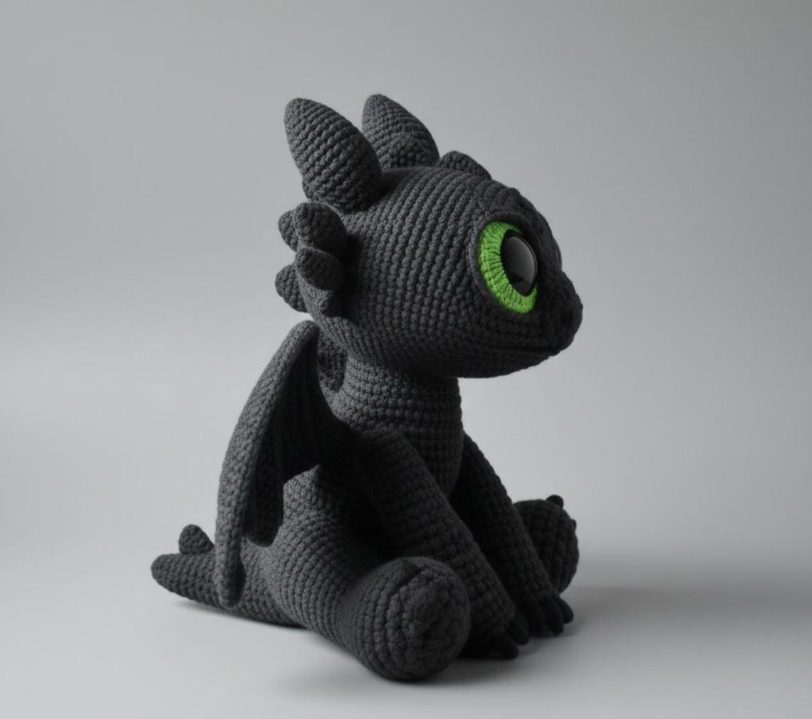 Toothless Dragon Crochet Pattern: Amigurumi PDF Tutorial (digital ...