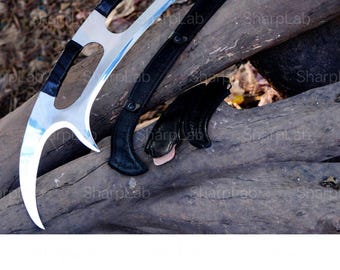 Handmade Stainless Steel Claw Knife | Double Hook Skeleton Handle