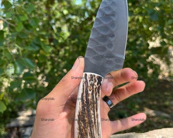 Handmade Forged Knife, Skinning Knife, Bushcraft Knife, Leather Sheath Included