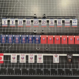Bubble Hockey - New York Islanders CHEXX Mini Scoreboard Banner + RAFTER KITS