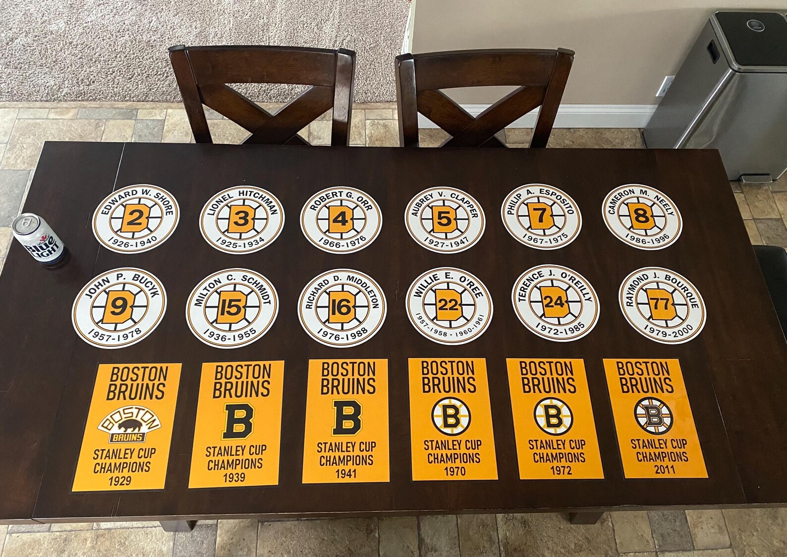 3 SIZES - Boston Bruins Stanley Cup & Retired Number Decal Banners Set ...