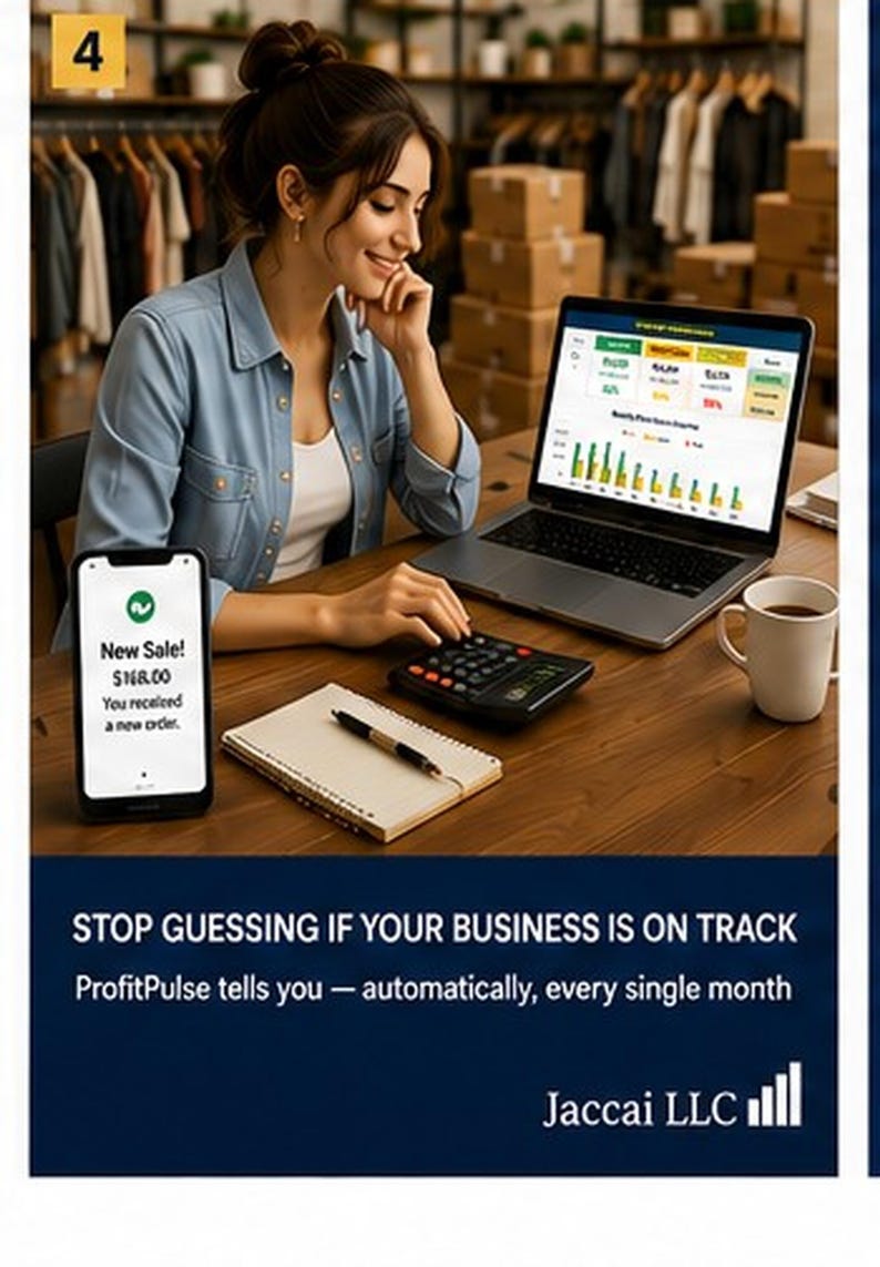 ProfitPulse Small Business Tracker | Excel Sales Expense Spreadsheet | Auto Dashboard image 4