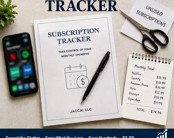 Subscription Tracker Printable | Monthly Expense Organizer (PDF Download)
