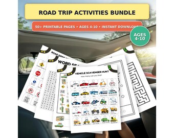 Road Trip Activities Bundle for Kids | 50+ Printable Travel Games, Scavenger Hunt, Bingo, Coloring Pages, Ages 4-10 PDF