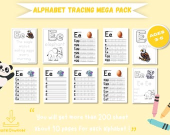 Alphabet Tracing Worksheets for Kids Ages 3-5 | A-Z Handwriting Practice | Preschool & Kindergarten Printable | Letter Tracing Pack
