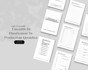 Planning de Productivité Quotidienne, Gestion des Tâches ADHD, Emploi du Temps, 3 Couleurs, Agenda Digital Français, PDF.