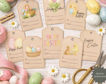 Printable Easter Gift Tags Bundle Over 150 Designs Floral and Modern Bunny Tags Digital Download A4 Sizes DIY Holiday Favor Tags
