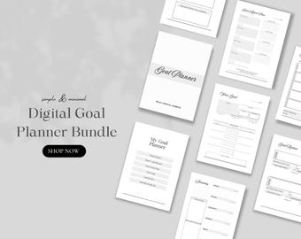 2026 Goal Planner Digital, ADHD Friendly Goal Tracker, Monthly Yearly Objectives, 3 Colors Bundle, iPad GoodNotes, Life Organizer PDF.