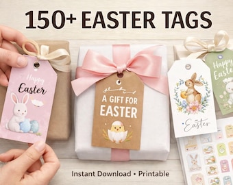 Printable Easter Gift Tags Bundle Over 150 Designs Floral and Modern Bunny Tags Digital Download A4 Sizes DIY Holiday Favor Tags