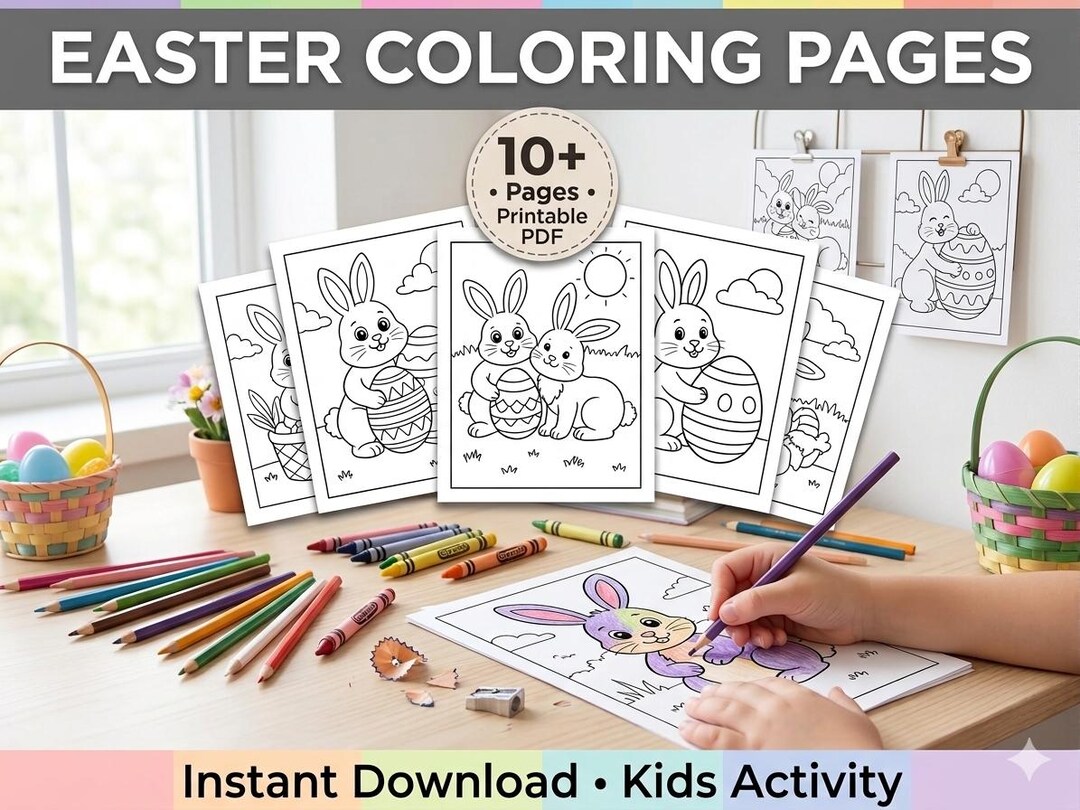 Easter Activity Pack for Kids Printable, Easter Coloring Pages, Bunny ...