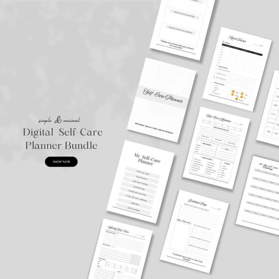 Self Care Planner Digital, Mental Health Journal, ADHD Self Love ...