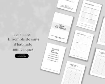 Suivi d Habitudes Mensuel, Routine ADHD, Journal de Constance, 3 Couleurs Rose Gris, Traqueur d'Habitudes Digital, PDF.