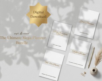 Ultimate Digital Planner Bundle, ADHD Life Organizer 2026, All-in-One Goals Habits Self Care Productivity, 3 Colors Mega Bundle English PDF.