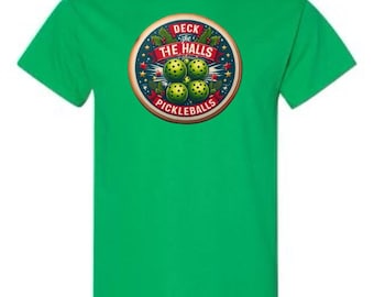 Custom 'Deck the Halls' Pickleball T-Shirt | Funny Christmas Gift