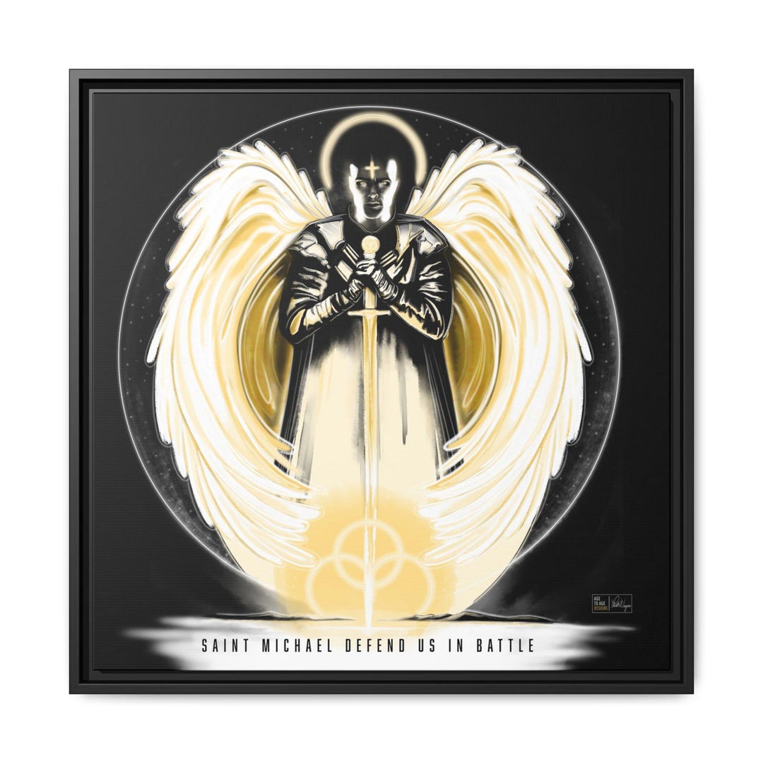 Saint Michael Archangel Framed Matte Canvas Art – the Defender Sacred ...