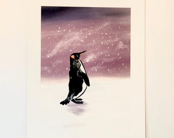 Emperor Penguin Art Print, Original Art, Penguin Illustration
