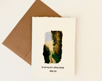 Robert Frost Notecards, The Way Through Quote Card, Handmade Greeting Card Set