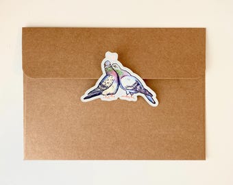 Cute Pigeon Couple Sticker, Waterproof Vinyl Love Birds Sticker