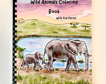 Wild Animals Coloring Book, Nature Activity Book, Animal Education