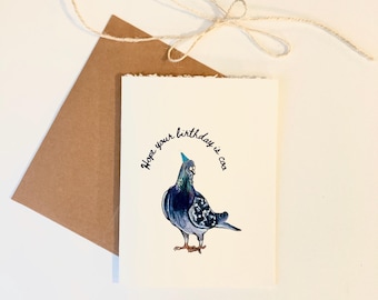 Birthday Day Card, Handmade Greeting Card, Funny Pigeon Card