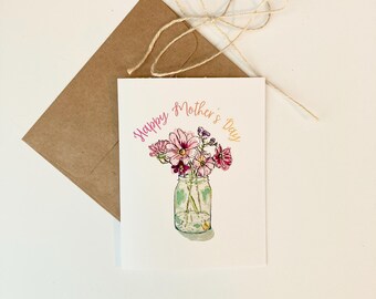 Mother’s Day Card, Flower Card for Mom, Handmade Greeting Card