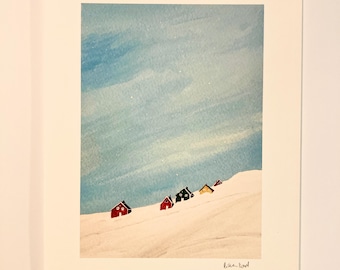 Winter Scene Art Print, Original Art Snow Painting